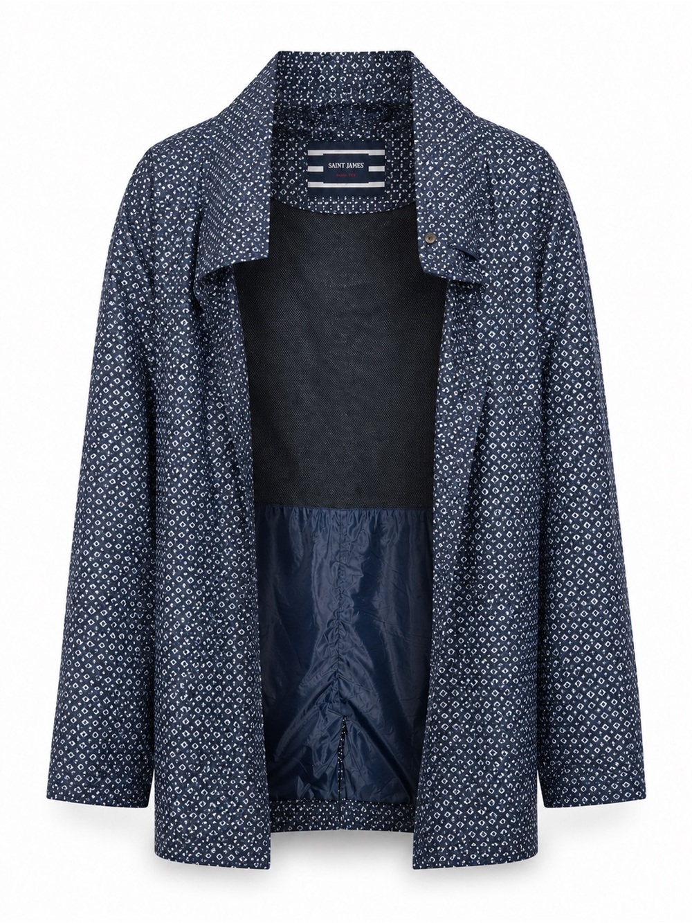 Saint James Rain Coat with Hidden Hood | S | Navy